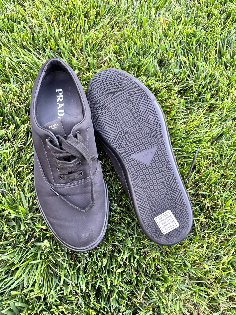 Prada Men’s Black Low-Top Nylon Lace-Up Sneakers